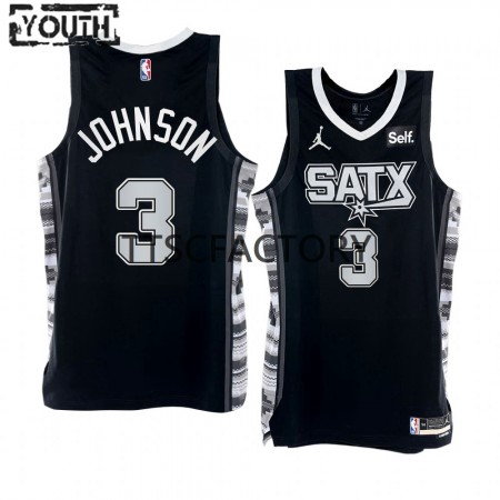 Maillot Basket San Antonio Spurs Keldon Johnson 3 Nike 2022-23 Statement Edition Noir Swingman - Enfant